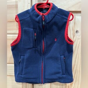 Polo Ralph Lauren Navy Blue Fleece Vest With Red Trim Boys Size 4 GUC